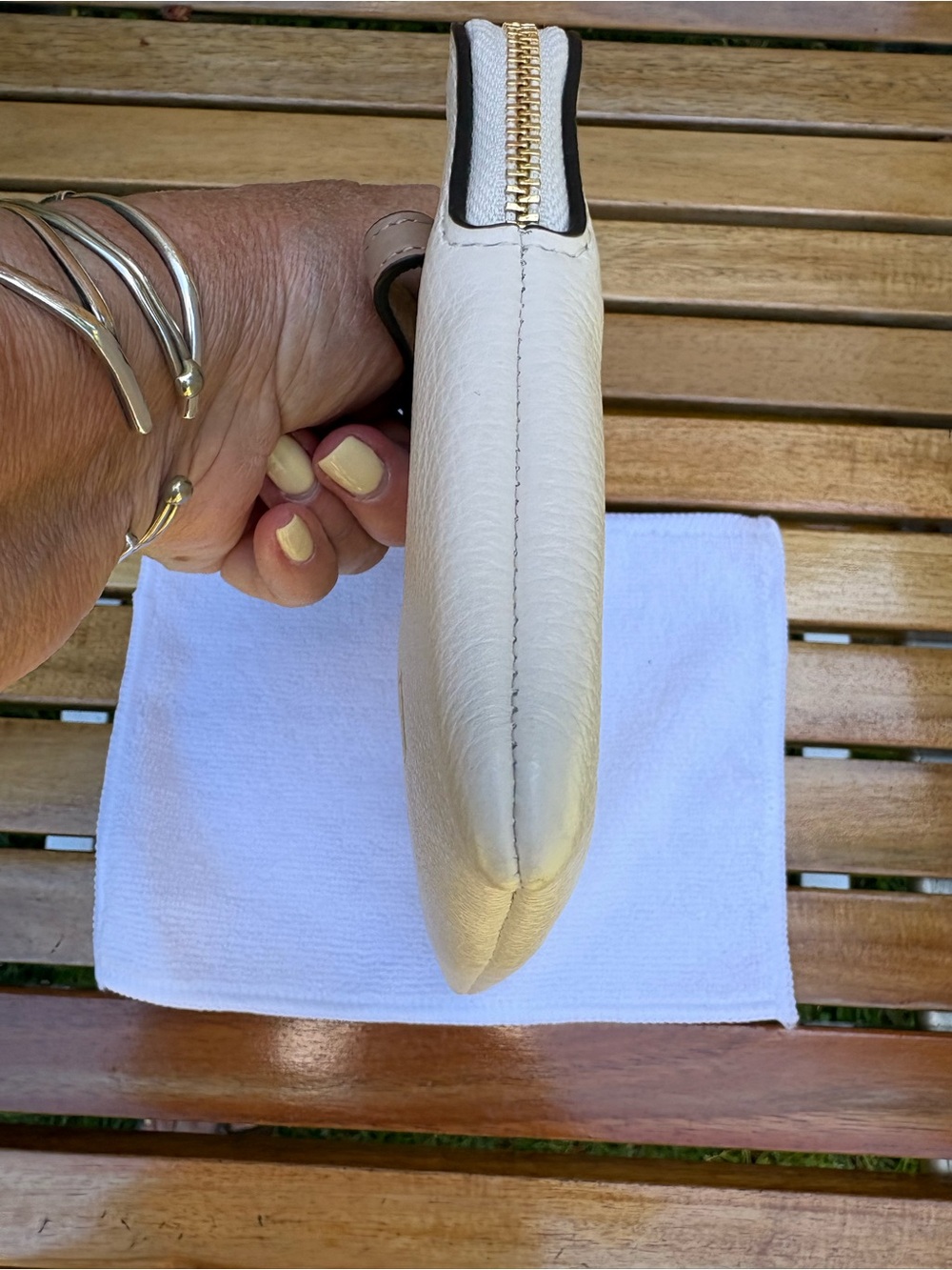 Coach Cream Wristlet with Gold Logo - Picture 7 of 7